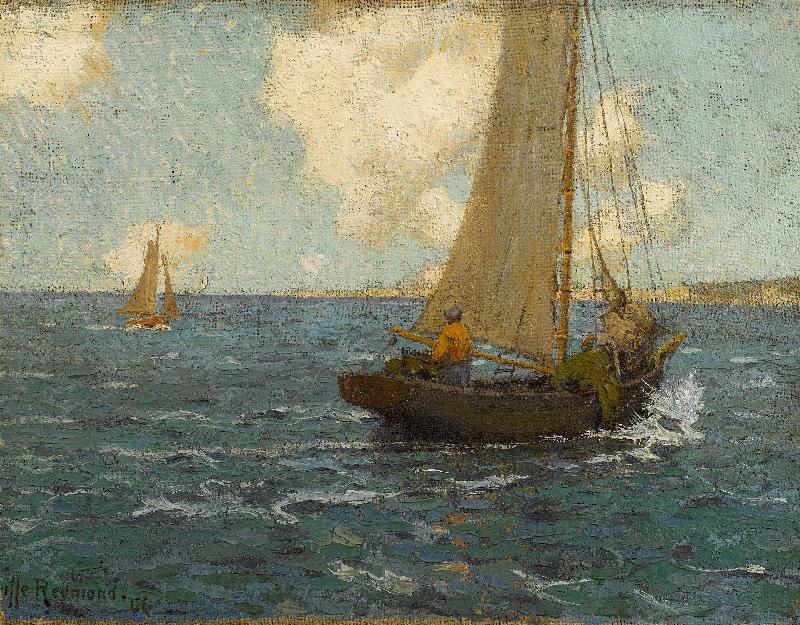 Granville Redmond Sailboats on calm seas Norge oil painting art